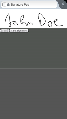 Signature Pad Screenshot on Mobile Demo